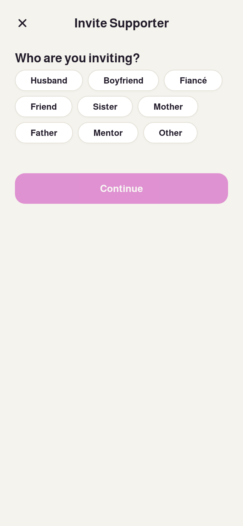 Invite supporter - step 1