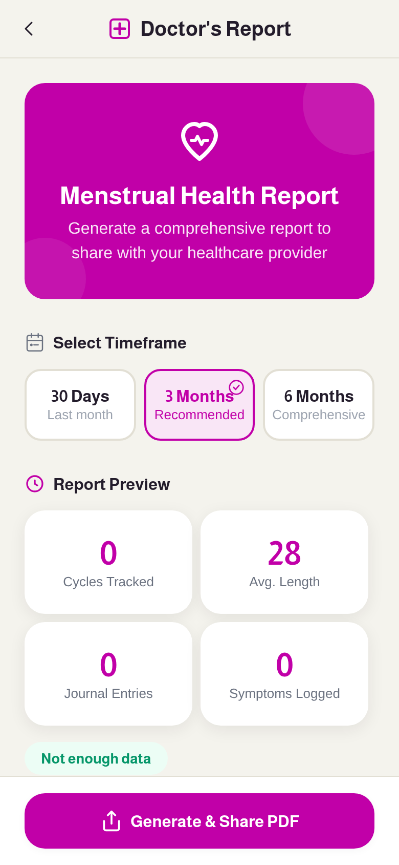 Doctor's report screen